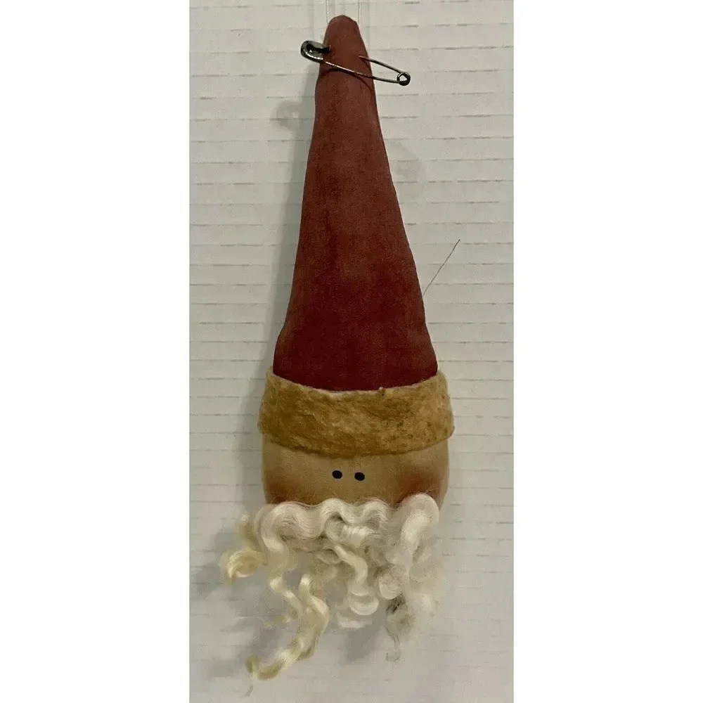 Santa Claus With Long Hat & Scraggly Beard Plush Christmas Ornament 7 Inches